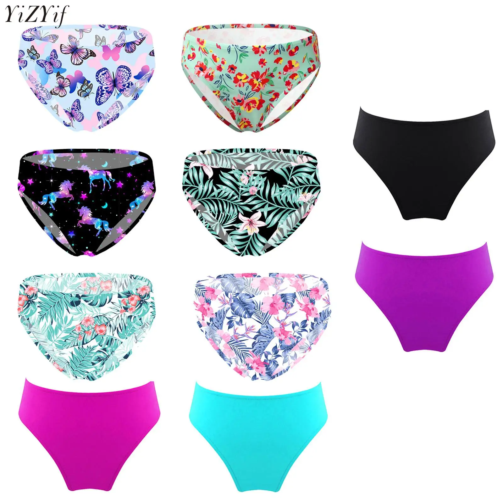 

Kids Girls Hawaii Print Swimming Panties Summer Bikini Briefs Bottoms Classic Children Swimwear for Beachwear Pool Bathing Suit