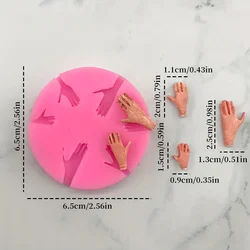 1Pieces6Hole Cute Mini Doll Toy Hand-Shaped Silicone Mold，DIYPudding Chocolate Candy Dessert Fondant Handmade Soap Aromatherapy