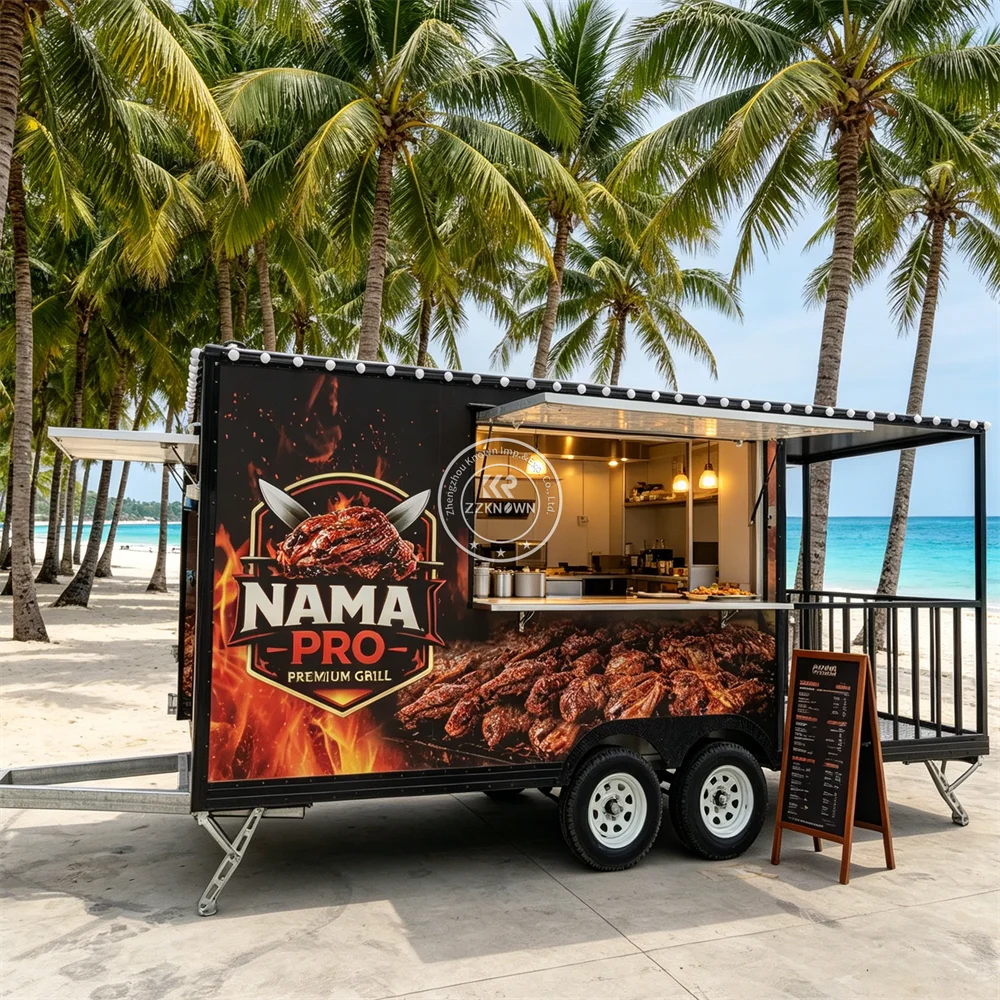 Fully Catering Equipped Food Truck Hot Dog Food Cart USA Customized Food Trailer With Full Restaurant Kitchen Equipment