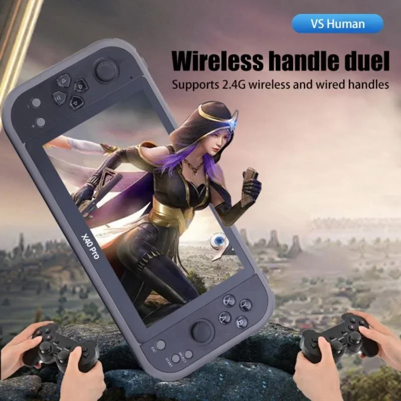 for X40 Pro Video Game Console 7 Inch HD Screen Portable Retro Console Built-in 10000 Games Support Wireless Controller