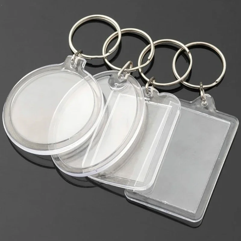 5-50 قطعة جديد واضح إطار صور أكريليك المفاتيح صور إدراج Keyrings مستطيل فارغ للصور على الوجهين لتقوم بها بنفسك لوازم #4