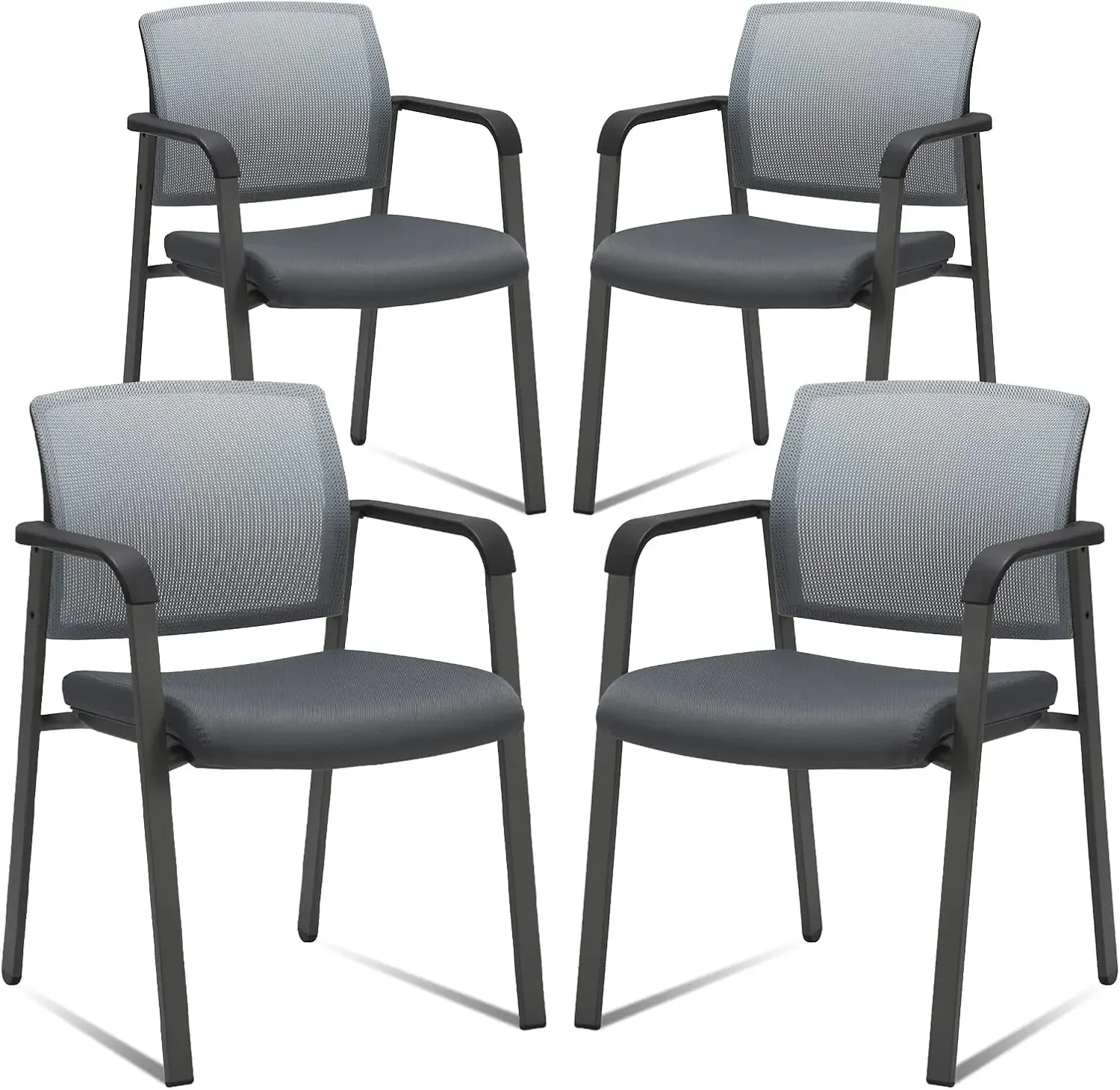 CLATINA Mesh Back Stacking Arm Chairs with Upholstered Fabric Seat and Ergonomic Lumber Support for Office School Church Guest