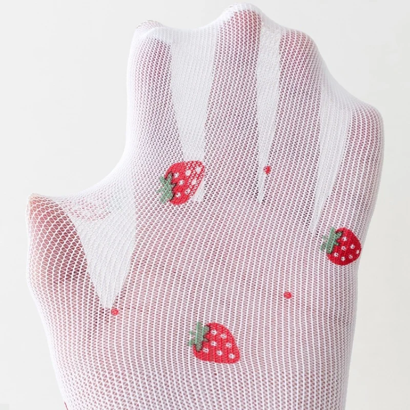 3-12Y Sweet Kids Girls Fashion Stockings Print Strawberry Thin Breathable Soft Pantyhose Princess Baby Child Summer Mesh Tights