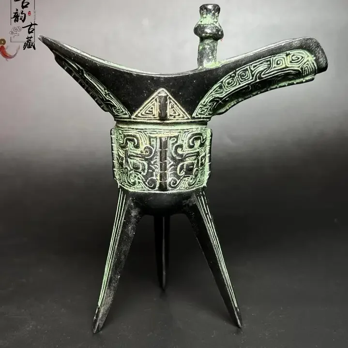 Chinese Antique Ding Cup Retro Palace Bronze Han Dynasty Wine Cup Decorations Prop Decorations Crafts Tourist Souvenirs