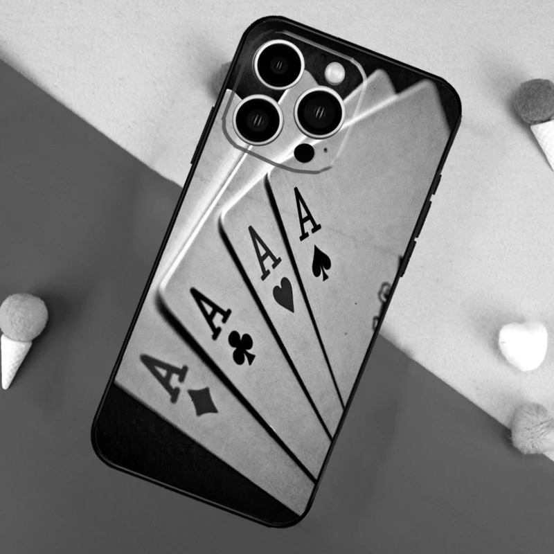 Ace of spades بوكر بطاقة جراب هاتف آيفون 17 16 برو ماكس 17 الهواء 16E 13 12 Mini 14 15 Plus 11 Pro Max الغطاء الخلفي