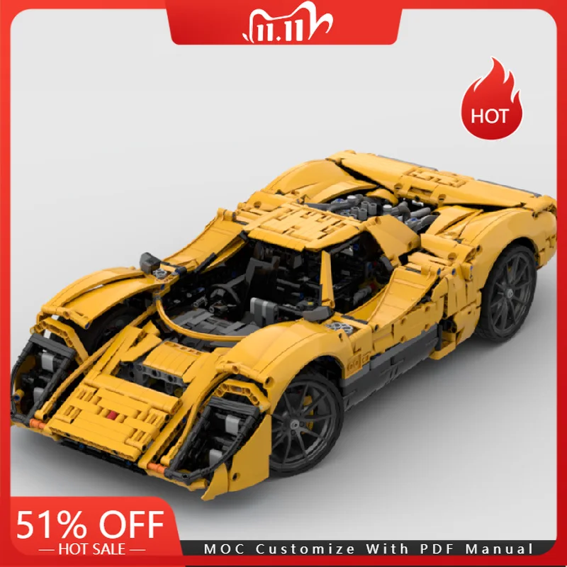 

3201 Parts Cool Technology Road Sports Car Model Moc Building Blocks Retro Vehicle Bricks Toys Children Adults Christmas Gifts