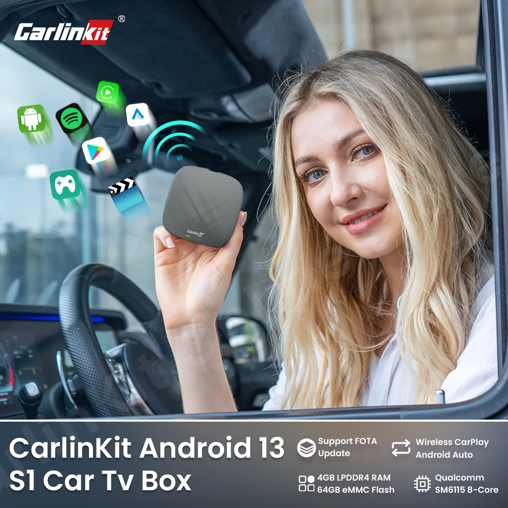 

New Carlinkit S1 Android 13 Tv box SM6115 8 Core Wireless CarPlay Android Auto Support GNSS Youtube Netfilx IPTV Spotify