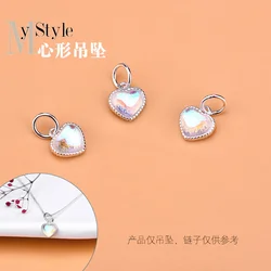 S925 sterling silver magic color artificial crystal pendant heart-shaped pendant hand woven jewelry DIY accessories materials