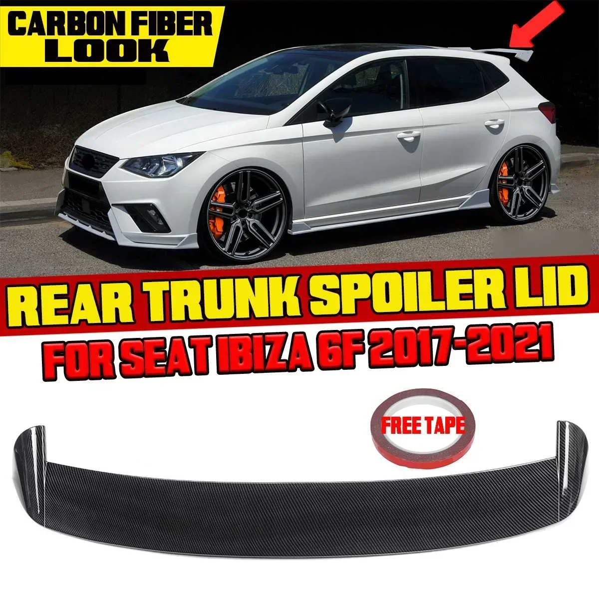 ABS Car Rear Trunk Spoiler Boot Wing Car Rear Spoiler Wing Trunk Lip For SEAT IBIZA 6F 2017-2021 Car Tail Wing Decoration