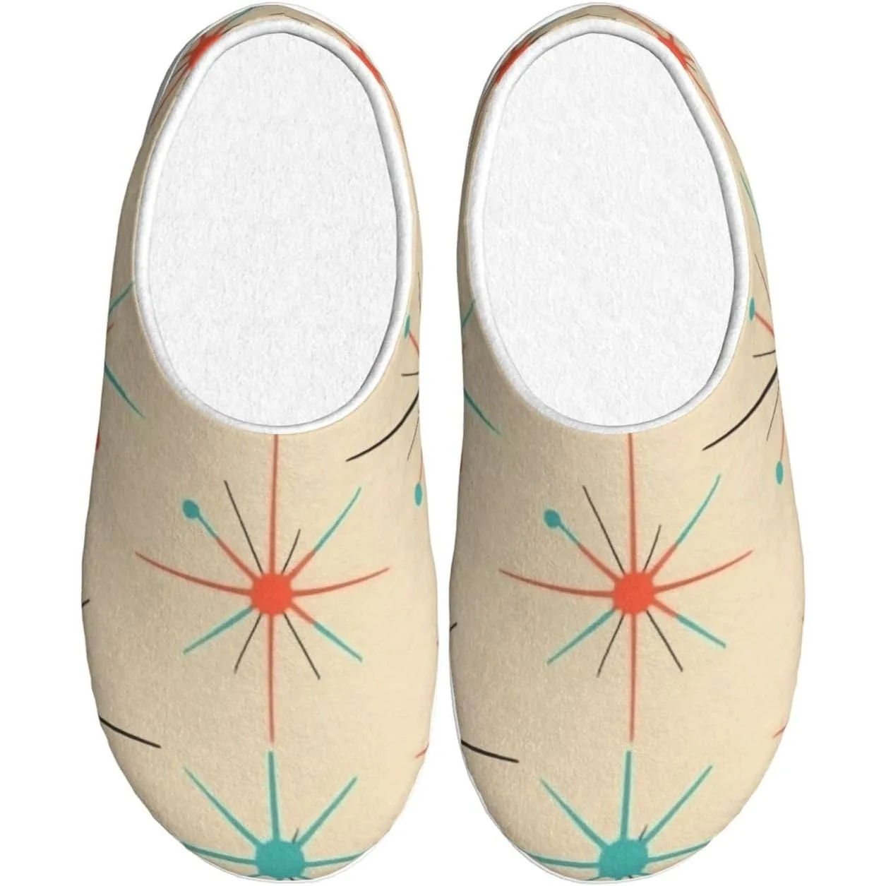

Retro Symmetrical Star Women’s Cozy Slippers Soft Cotton Indoor & Outdoor House Slippers With Anti-Slip Sole