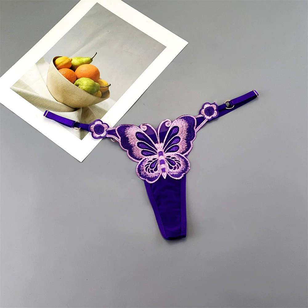 3 قطعة قابل للتعديل مثير فراشة ثونغ المرأة مثير منظور ساخن الملابس الداخلية منخفضة الخصر الإناث T-الظهر سراويل حجم كبير #4