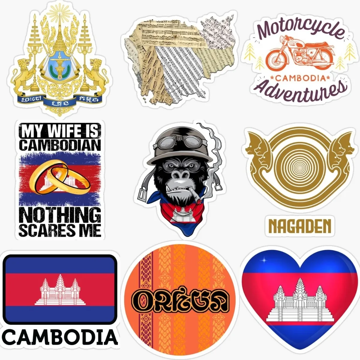 

Cambodia Flag Map National Emblem Creative Waterproof Sticker for Decorate Window Table Car Helmet Camper Bumper Truck Decal