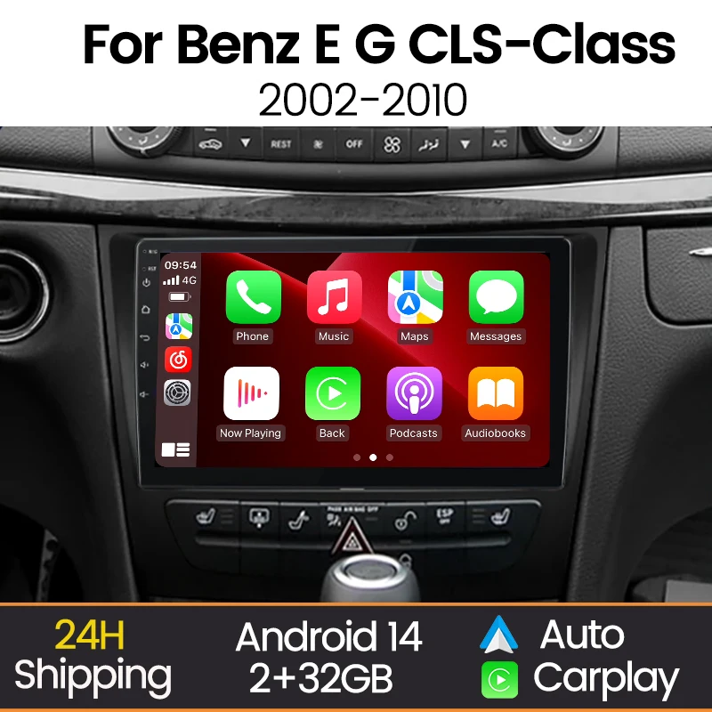 MEKEDEAndroid Auto Carplay Car Radio Screen for Mercedes Benz E-class W211 E200 E220 E300 E350 E240 E270 E280 W219  2002-2010