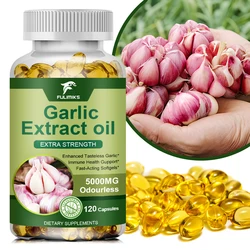 Organic Garlic Oil Extract Capsule, Odor-free, for Immune and Cardiovascular, Cholesterol Health Support Nutrition Supplement