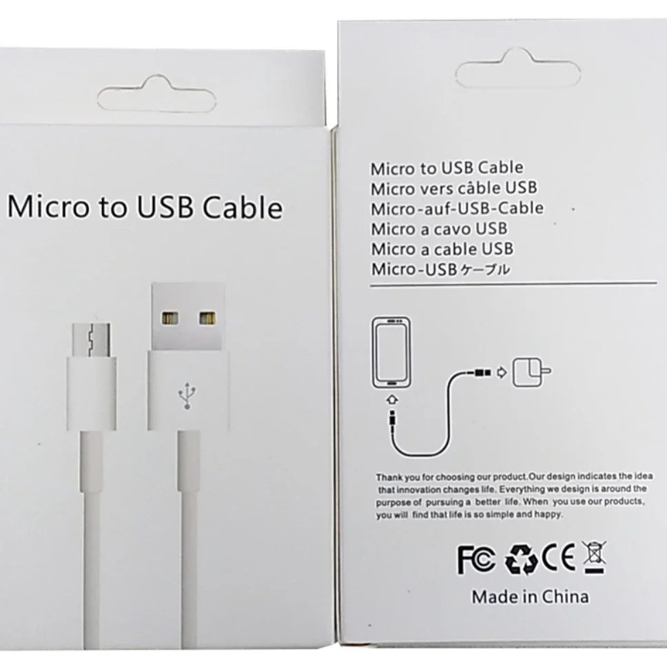 Paper Packaging Box Package for Micro USB Type C 8Pin Fast Charging Data Cable Mobile Phone Charger Wire with Hang Hole