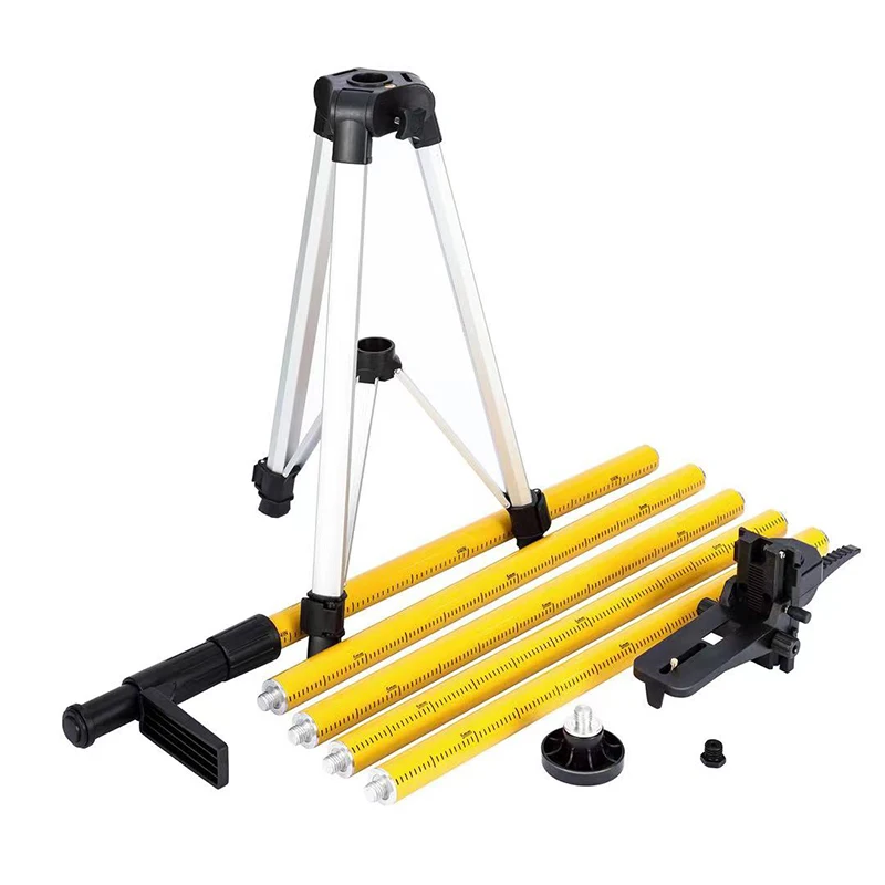

Yellow 3.6m Adjustable Telescoping Support Pole With Tripod For Rotary And Line Laser Level