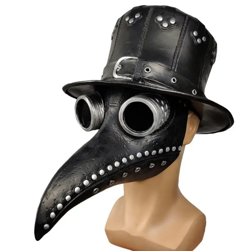 Cyber Plague Doctor Beak Mask Cosplay Full Face Halloween Steampunk Horror Mask Crow Mouth Cyberspace Headgear Handsome Gifts