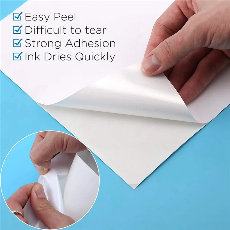 125 Sheets Printable Vinyl Sticker Paper Self-Adhesive Waterproof Matte White Printing Paper Sheet, For Inkjet Printer
