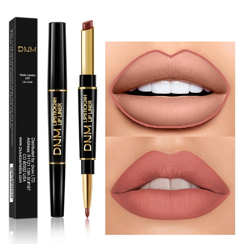 New 2 IN 1 Lip Liner Waterproof Matte Lipstick Pencil Contour Tint Sexy Red Matte Long Lasting Moisturizer Lipliner Cosmetics 1
