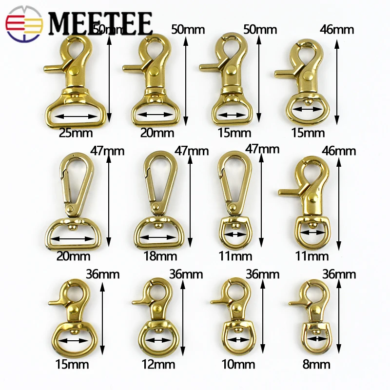 2/5/10Pcs 10-25mm Brass Metal Buckle For Bag Swivel Lobster Clasp Trigger Snap Buckles Webbing Connect Hook DIY Accessories