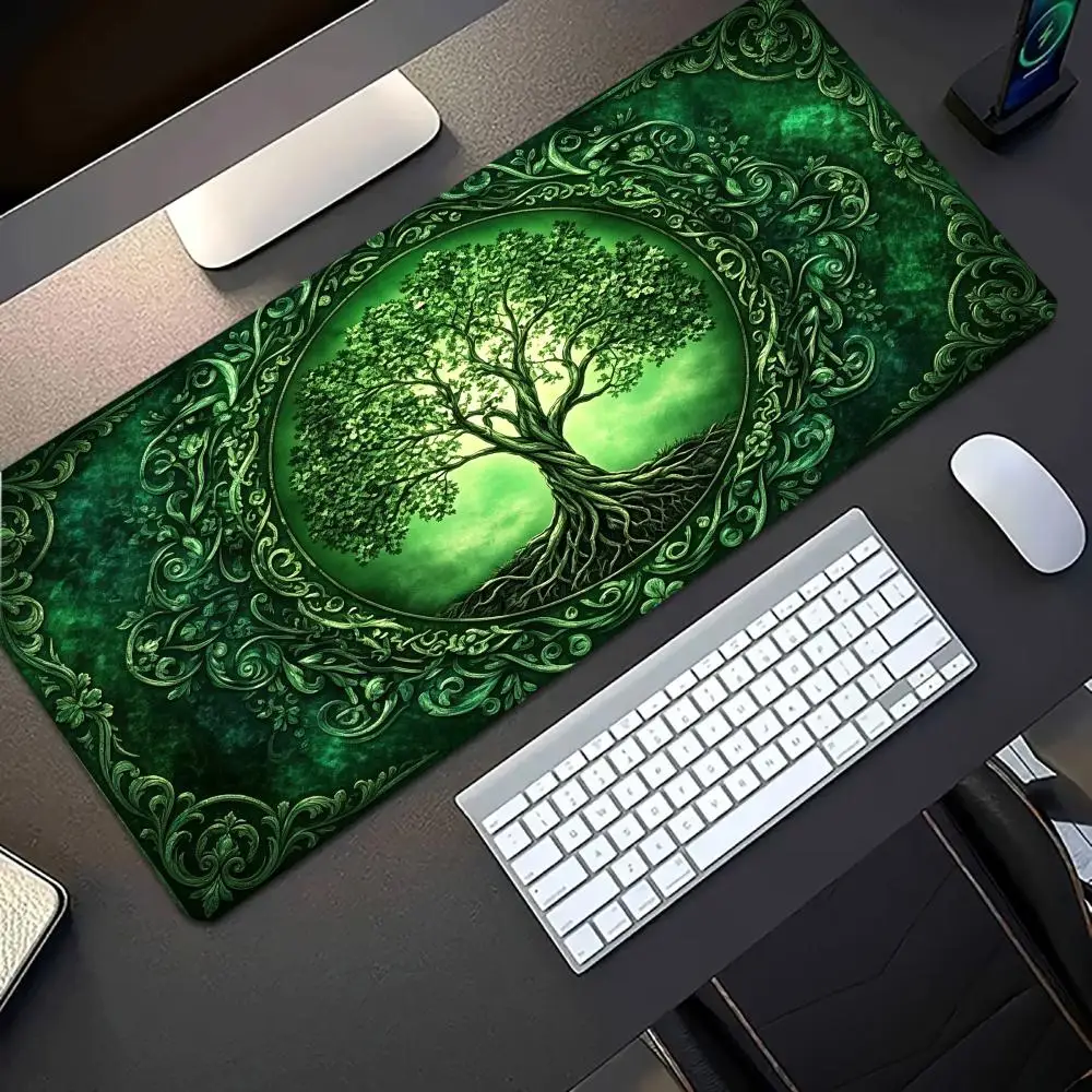 Mystical Green World Tree Celtic Knot Large Gaming Mouse Pad Non Slip Rubber Desk Mat for PC Laptop Office Home Gaming Setup