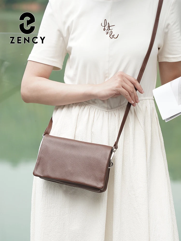New Soft Leather Flap Envelope Bag Multiple Pockets Women's Bag Genuine Leather Shoulder Crossbody Versatile Zency Commuting Bag