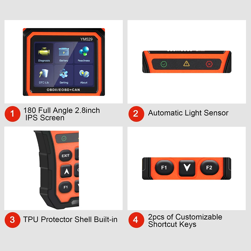 プロフェッショナル OBD2 スキャナ OBD2 エンジン コード リーダー バッテリー寿命のチェックと評価 自動車診断スキャナ