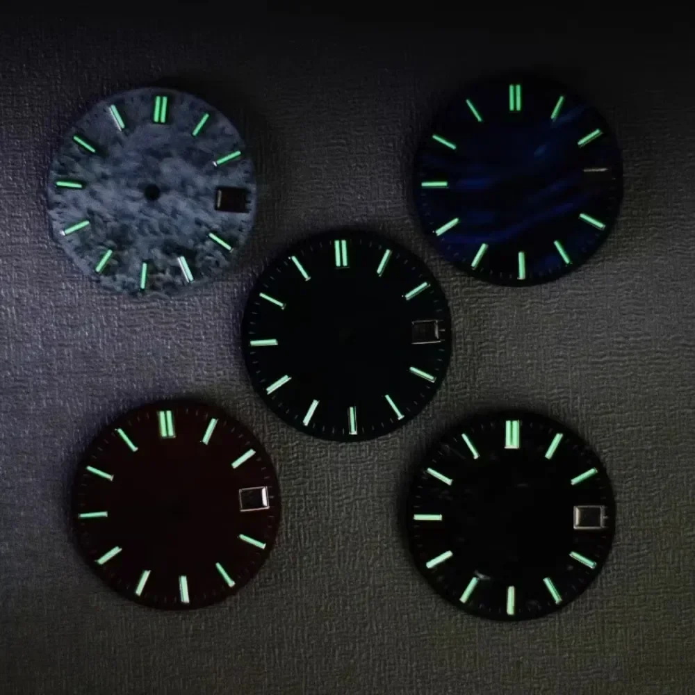 28.5mm Snowflake Watch Dial Green Luminous Watch Faces  for SKX007 NH35/NH36/4R/7S Movement Watch Parts Accessories