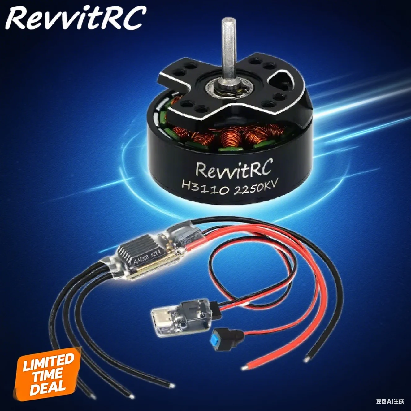 

RevvitRC Brushless Motor 3.17mm Shaft 3-6S 32-bit Car ESC APE32 AM32 50A H3110 2250KV 1850KV 2-4S 14-Pole For RC 1/10 RC Car