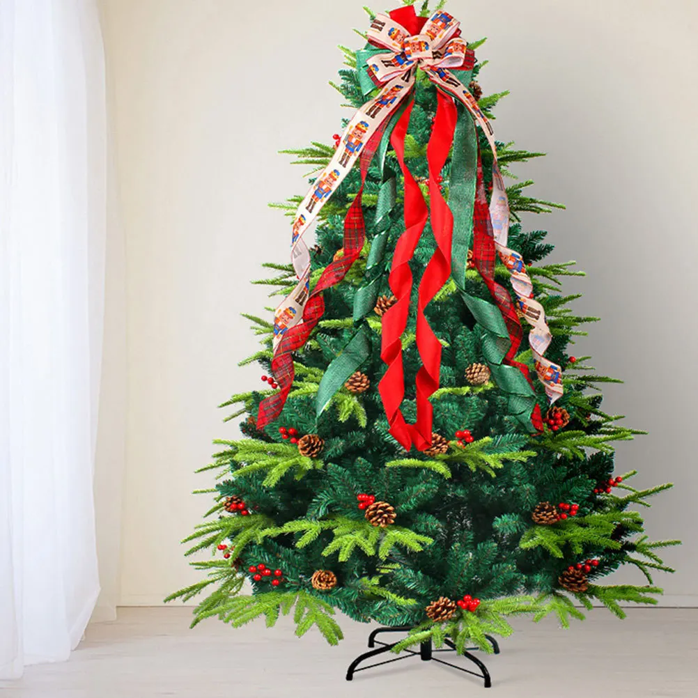 

Large Christmas Bowknot Tree Topper Bow Ornament Party Favor for Xmas Decoration DIY Ribbon Christmas Festival Supplies