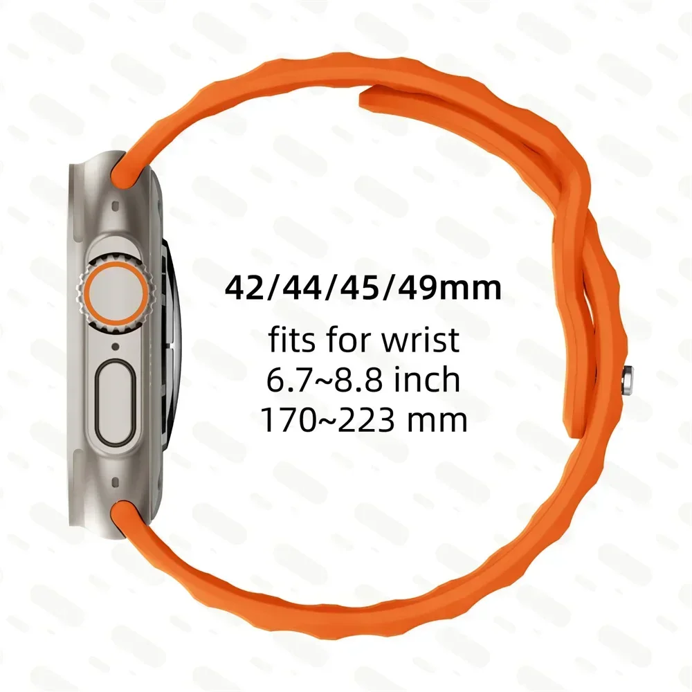 Sport Band For Apple Watch Ultra 2 Strap 49mm 44mm 45mm 42mm 38-40mm 44mm/46mm Silicone Bracelet iWatch Series 10 9 8 7 6 SE 5 4