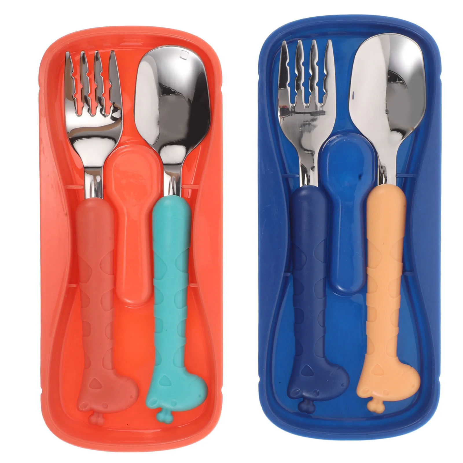 

1 комплект посуды из нержавеющей стали для малышей, портативная детская вилка, ложка, дорожный чехол для посуды, легкая детская коробка для посуды
