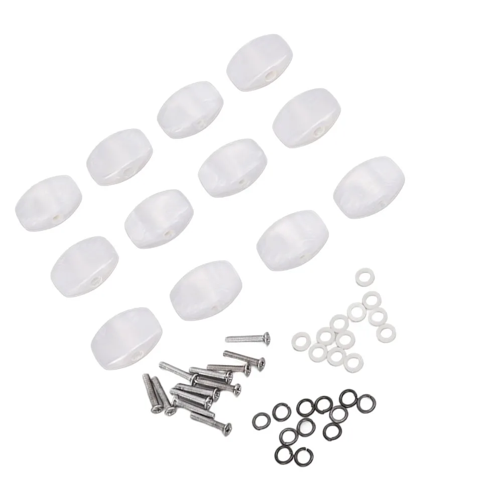 12PCS Plastic Material Guitar Tuning Pegs White Color Screws Washers Included Machine Head Tuner Tuning Key Buttons For Guitars