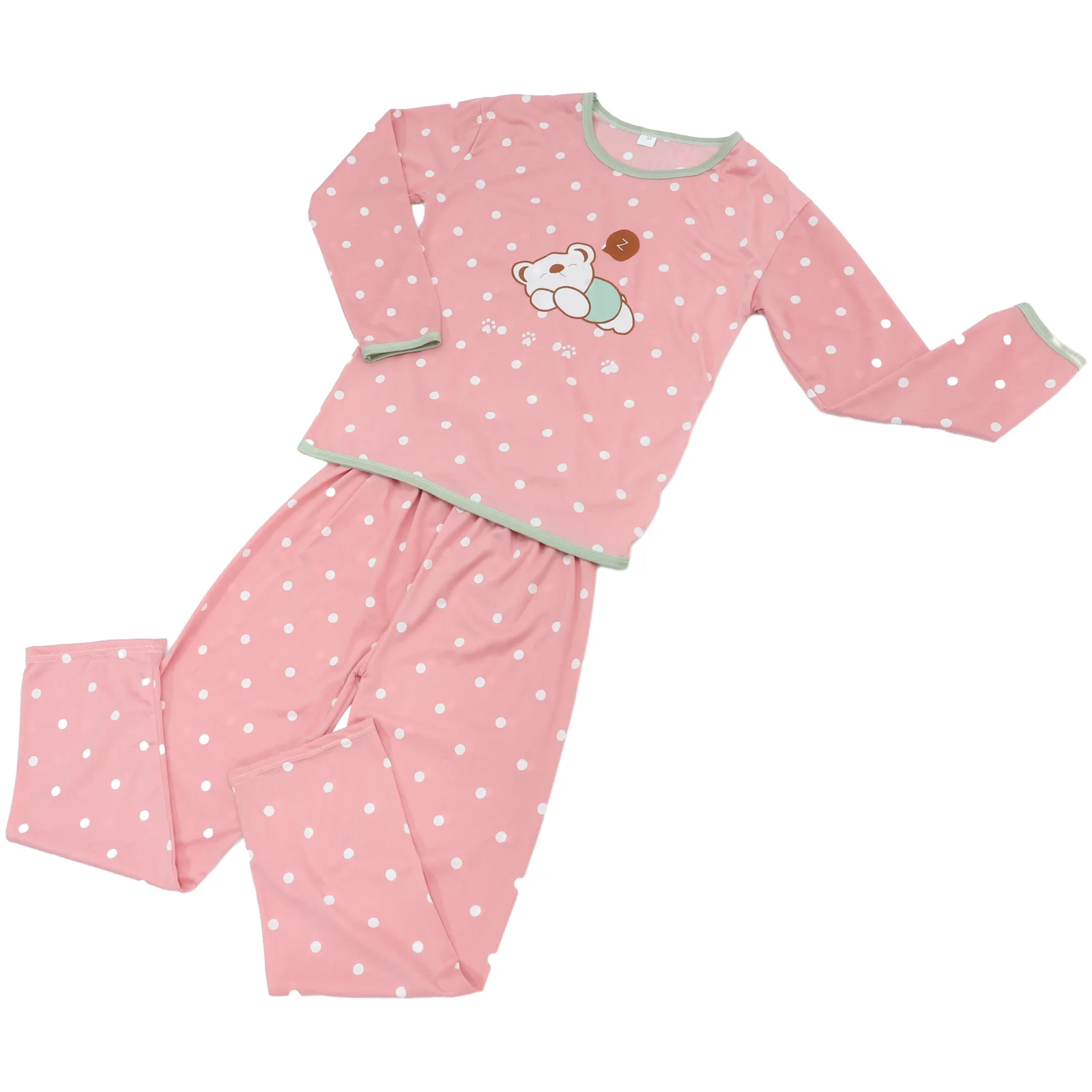 

Cartoon Long Sleeve Pajamas Set Autumn Nightwear Cotton Loungewear Homewear Suit for Women Size M (Sleeping Bear)