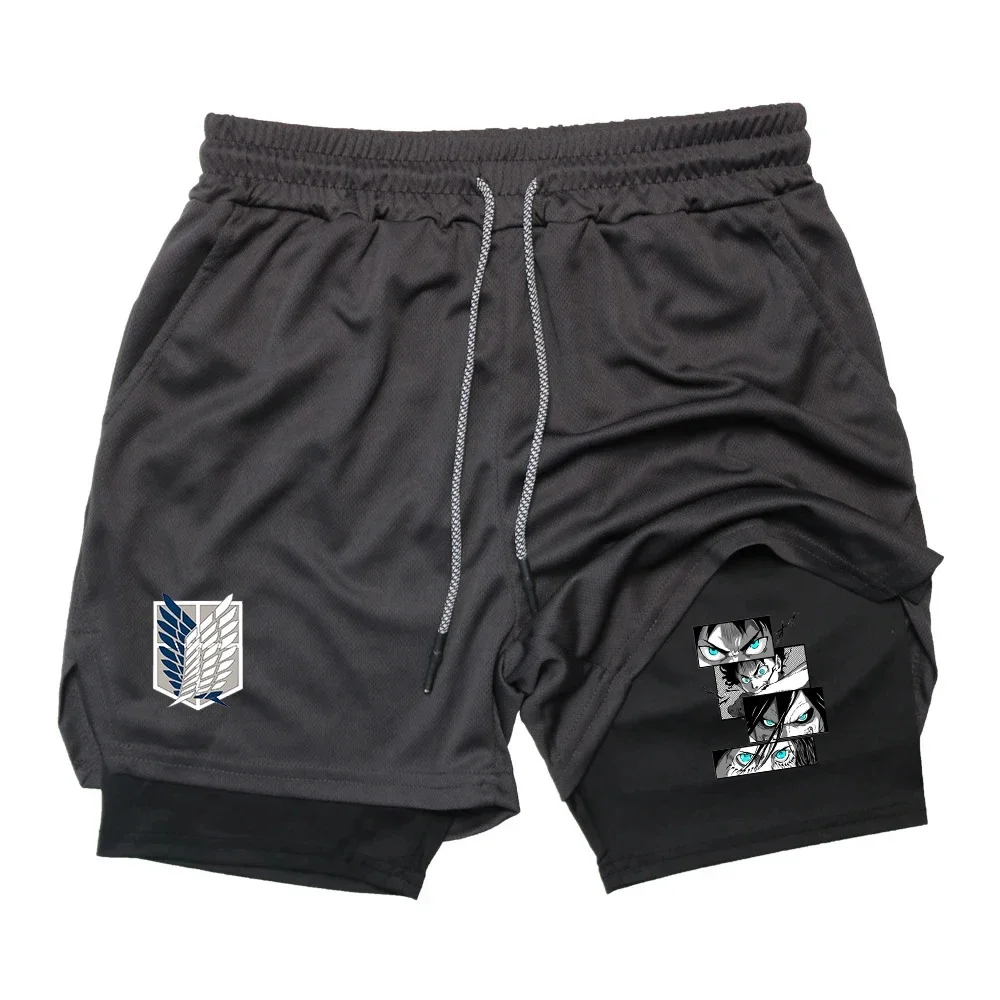 

Running shorts men's fitness gym sports shorts summer casual 2-in-1 mesh quick drying sports tight men's shorts