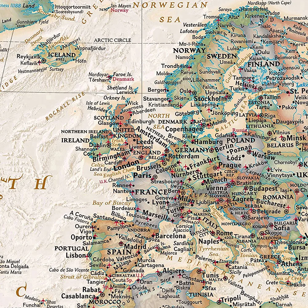 빈티지 포스터 대형 세계지도 50x32in 벽 장식 교육 인쇄 벽 교수형 예술 폴리 에스터 배경 천으로 학교 용품