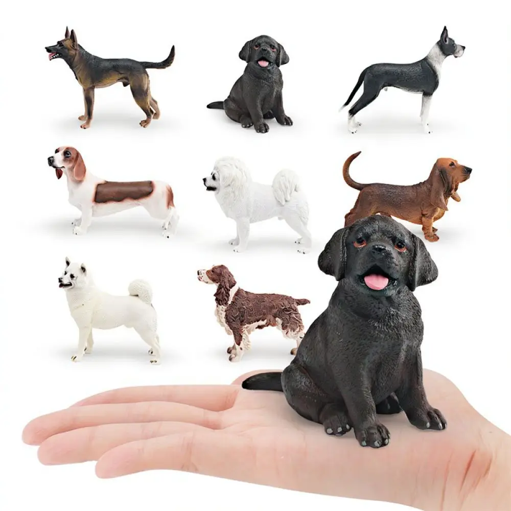 Miniature Animal Models PVC Dog Figures German Shepherd Shiba Inu Tibetan Mastiff Great Dane Basset Hound Educational Displays