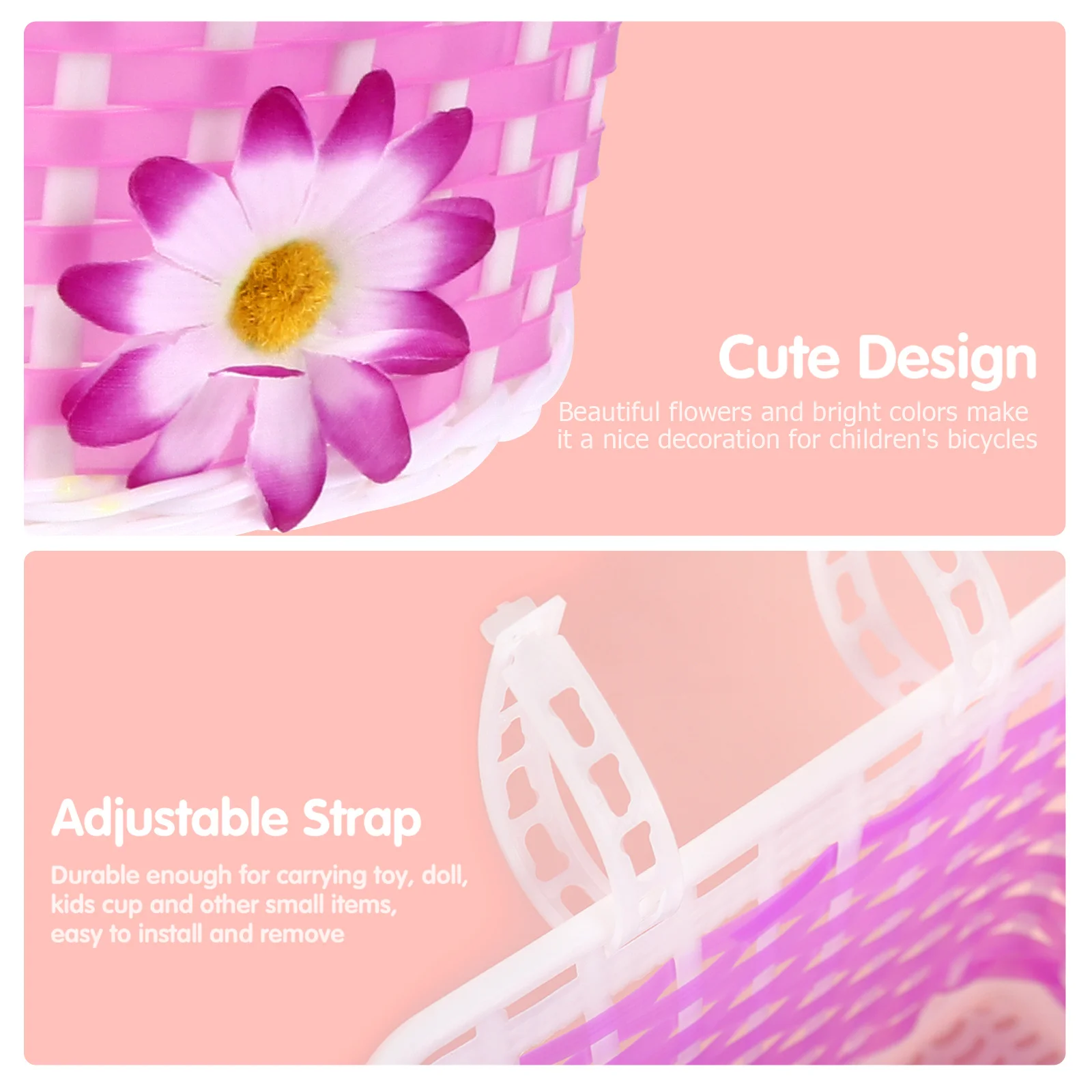 

Bike Basket Front Handlebar Storage Flower Pattern Cycling Decor Plastic Detachable Basket For Scooter Micro