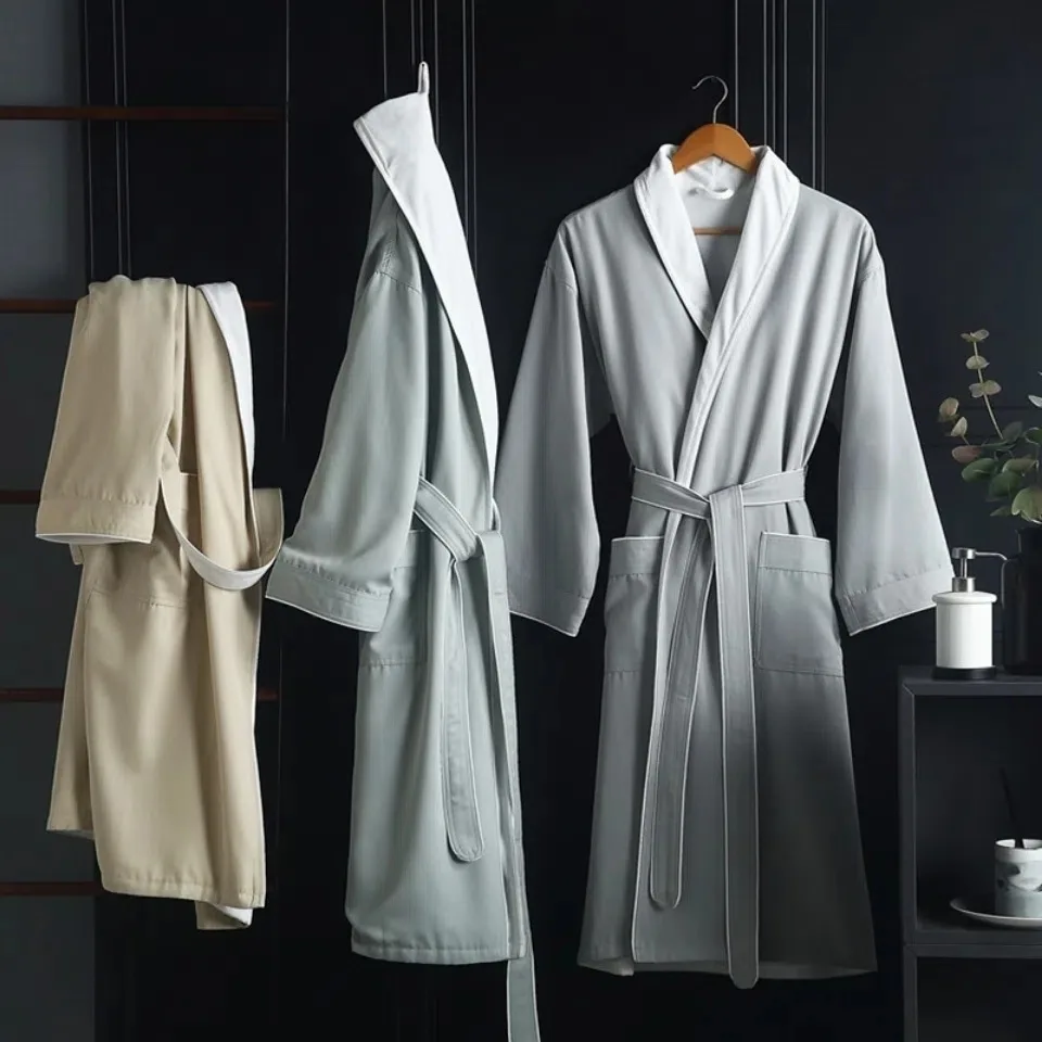 100%microsoft Winter Bathrobe Men Blue Comfortable Sleeve Wear Bath Robe Waist String Thick Warm Home Dressing Gown Kimono Coats