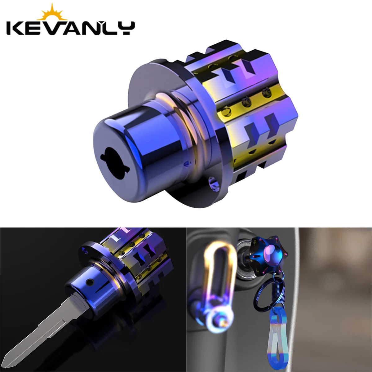 Universal Motorcycle Key Head Modified Key Cover CNC Burnt Titanium Key Head Gear Hexagonal Titanium Burnt Key Head Accessories