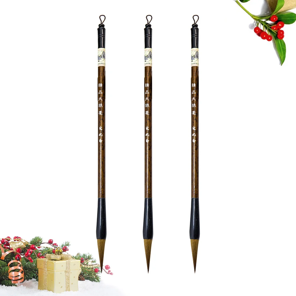

3Pcs Calligraphy Brush Set High Water Retention Weasel Hair Pens for Chinese Painting Sumi Ink Art Watercolor Delineation Flower
