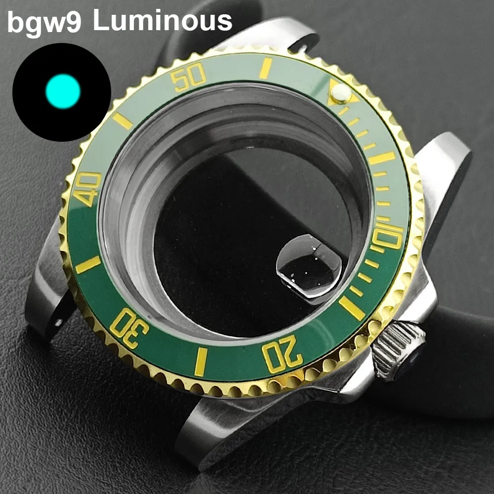 40,5-mm-Gehäuse für mechanische Uhren, passend für NH35- und NH36-Uhrwerke, Saphirglas, SUB-Edelstahlgehäuse in Gold, Uhrenteile und -zubehör. – Detail 5
