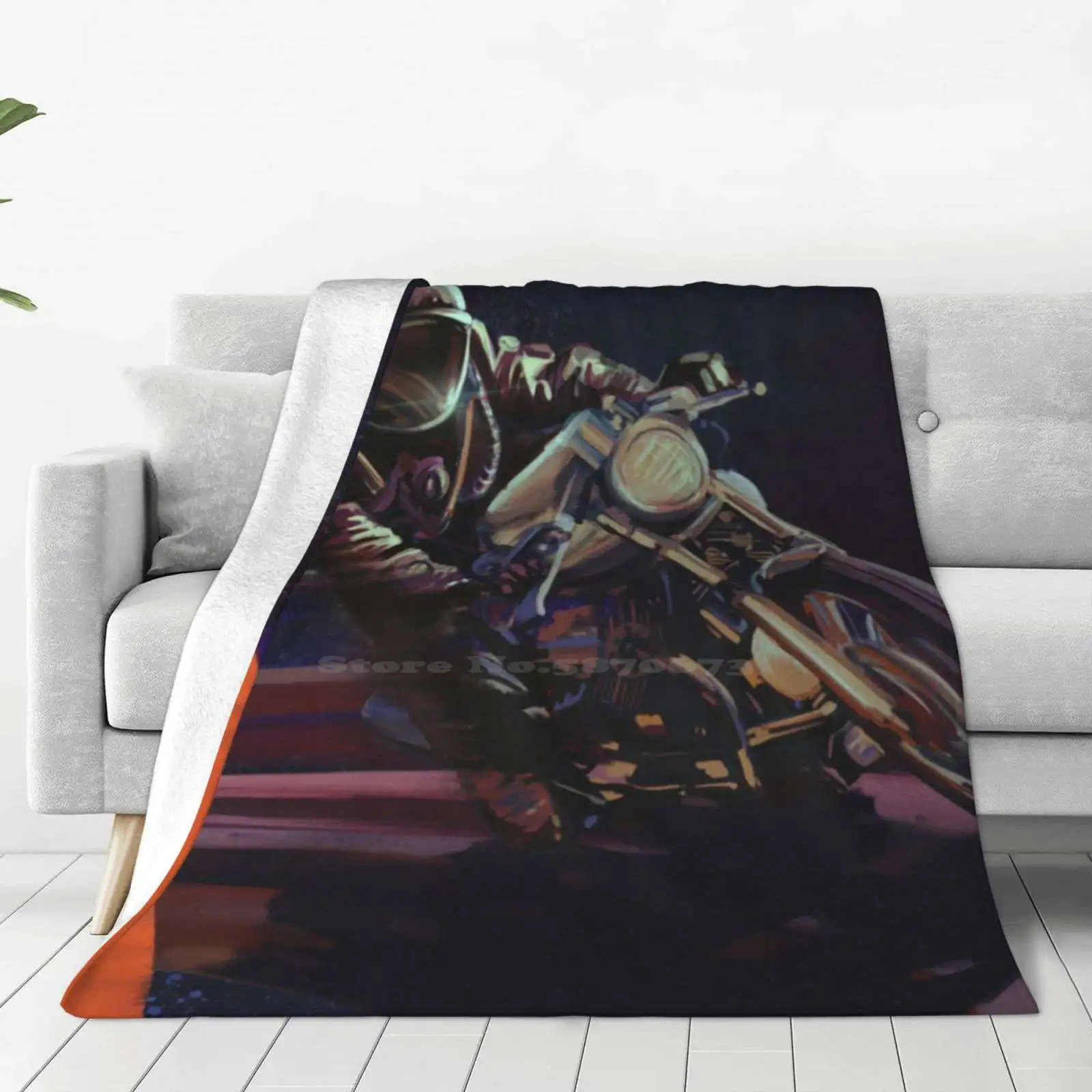 Cosmic Cafe Racer Soft Warm Light Thin Blanket Motorcycle Art Spaceman Astronaut Saturn Rings Deep Space Motorsports Motorcycle