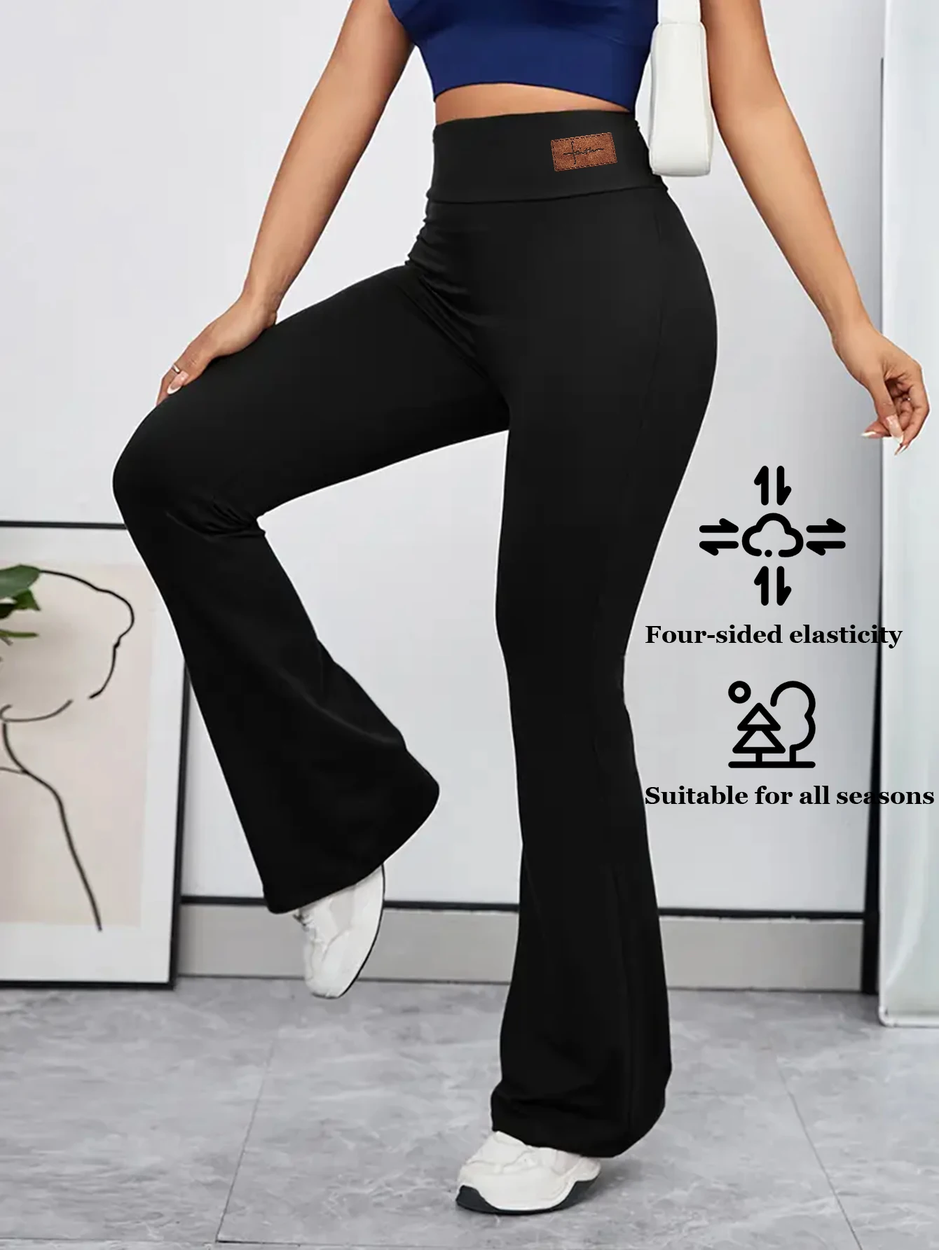 سراويل نسائية، سراويل كاملة الطول، سراويل واسعة، سراويل Bootcut، أزياء كورية، سراويل عالية الخصر، ملابس اليوغا، سراويل الرقص