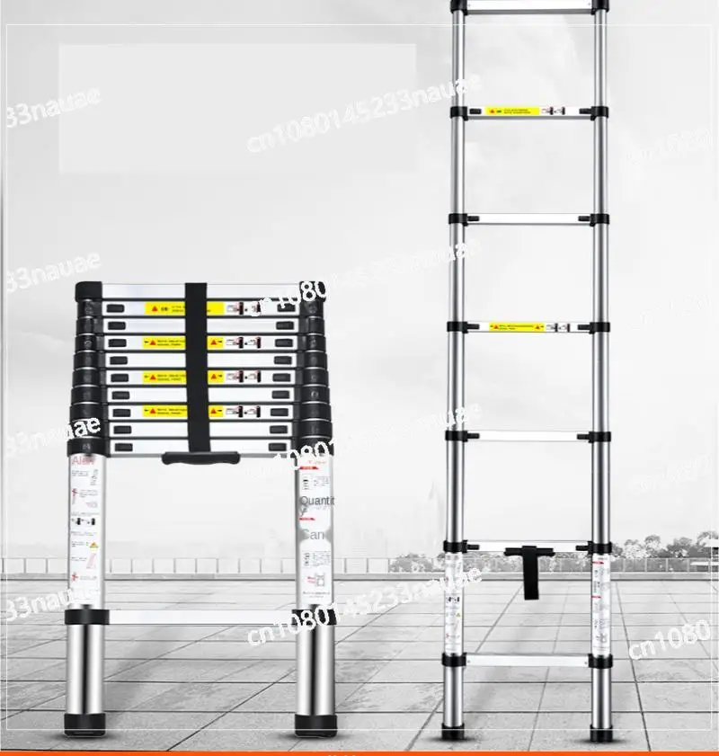 Portable thickened aluminum alloy telescopic ladder single-sided telescopic straight ladder 2 meters 7 step folding ladder