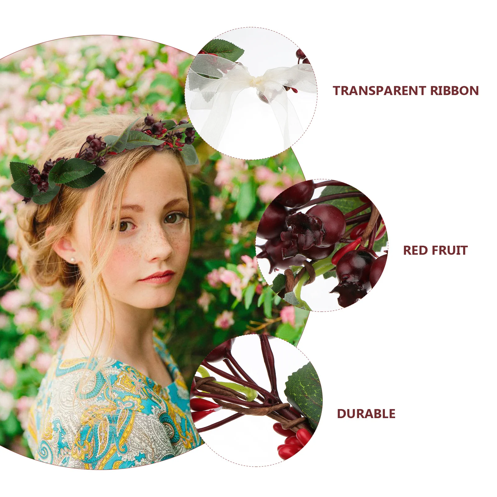 

Christmas Wreaths Artificial Red Berry Garland Durable Head Dress for Bride Wedding Party Christmas Celebration