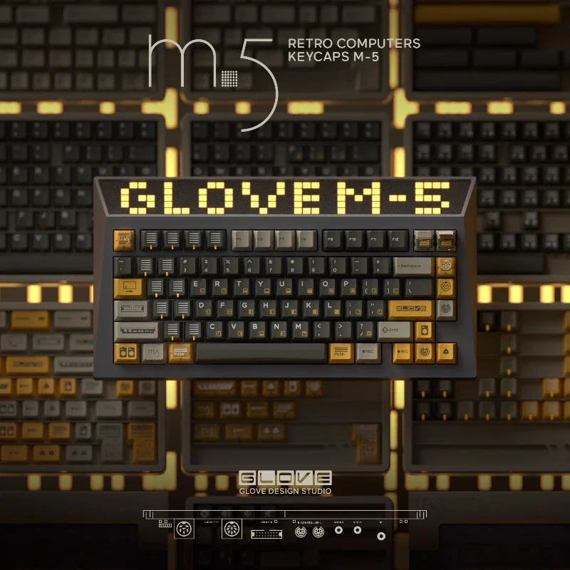 M-5 Domikey PBT Keycap Set Custom Retro Style Cherry Profile Point Keycap for 68/75/98/104 Mechanical Keyboard Artisan Keycaps