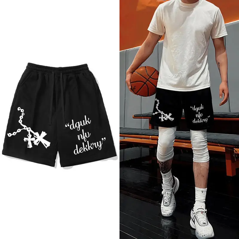 

American Casual Streetwear Brand Letter-printed Loose Shorts for Men Women Summer Drawstring Sport Five-inch Pants Motorcycle