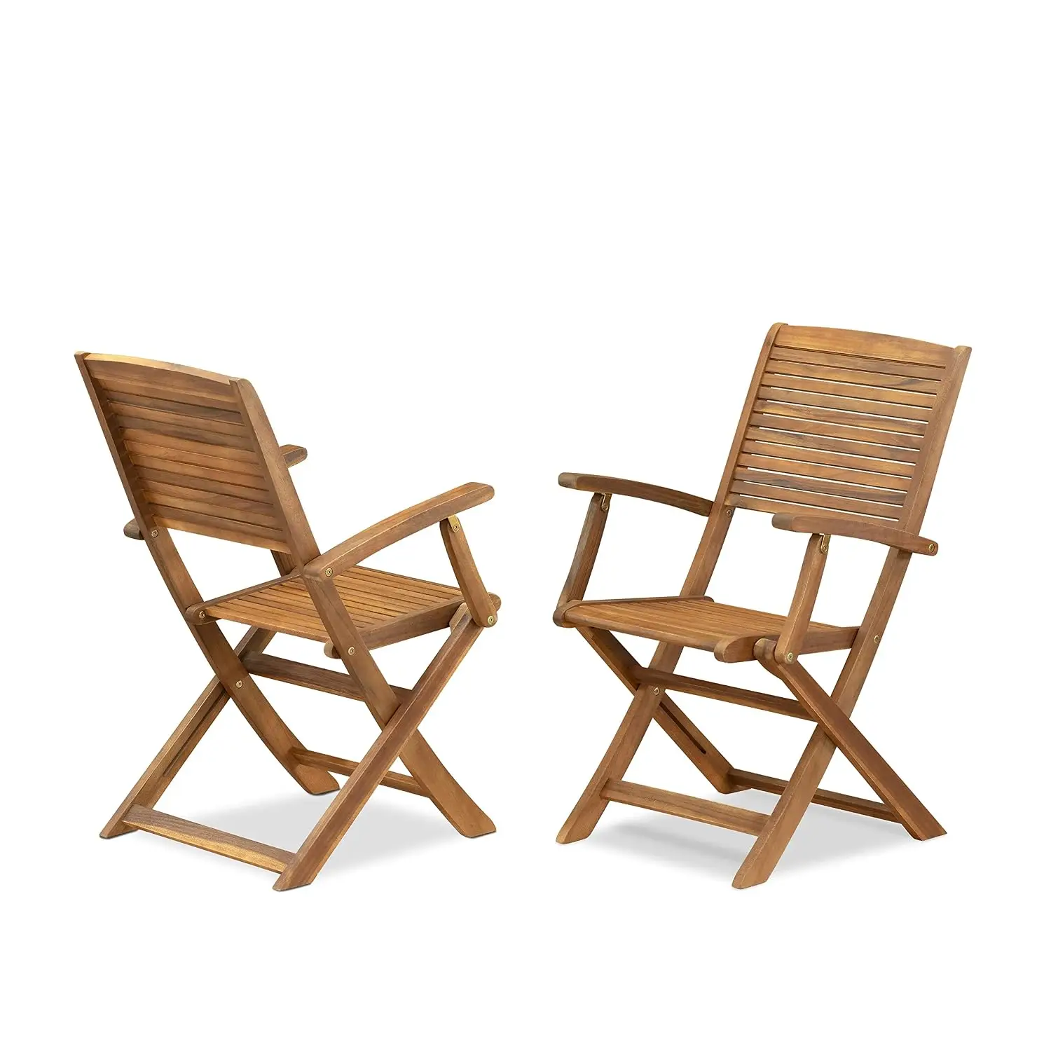 Wood Patio Dining Set 7 Piece Oval Outdoor Table & 6 Folding Arm Chairs 36x60 Inch Natural Oil Finish, Customized