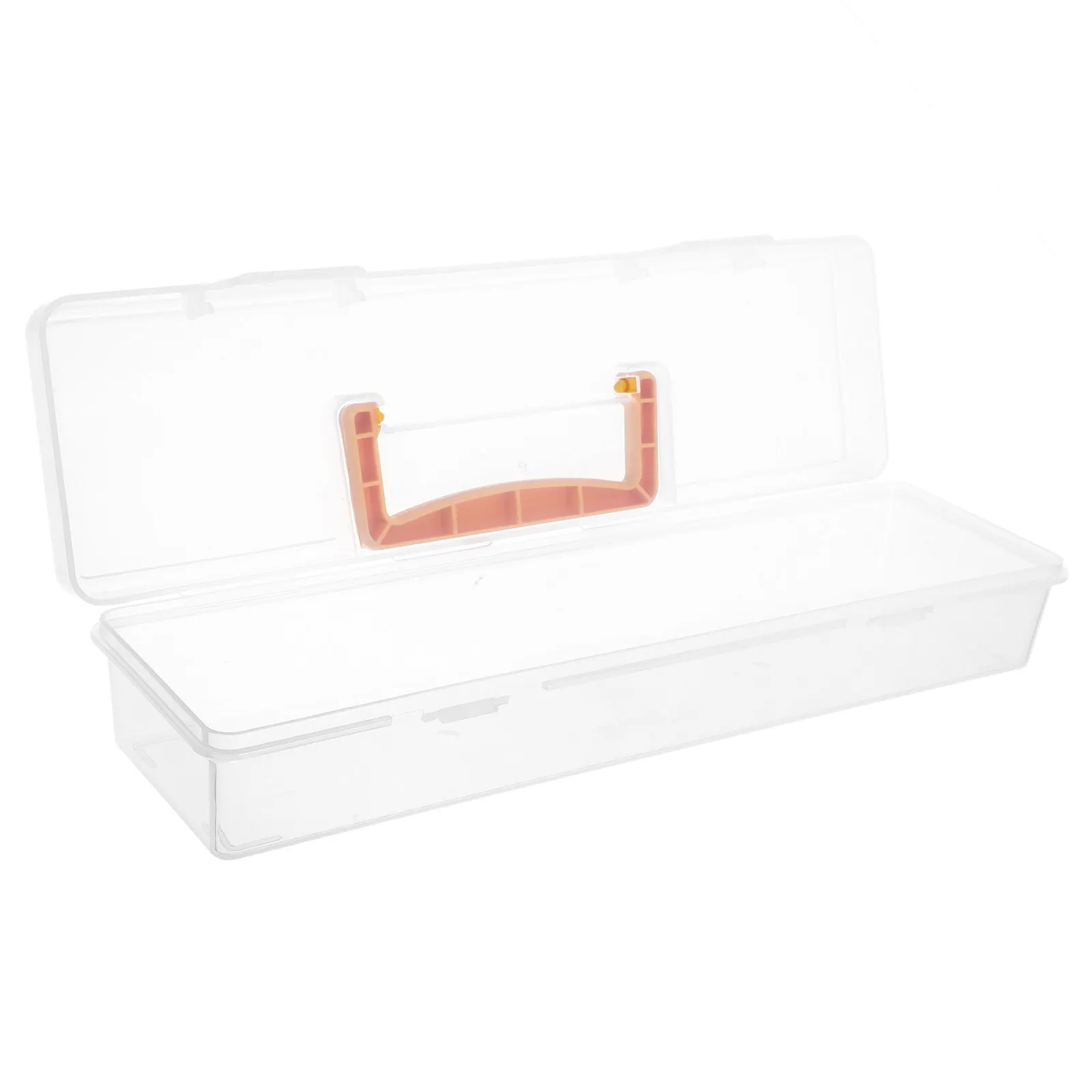 Multi Functional Clear Plastic Toolbox with Transparent Handle Spacious Compartment for Hardware Organizing Screws Nails Rulers